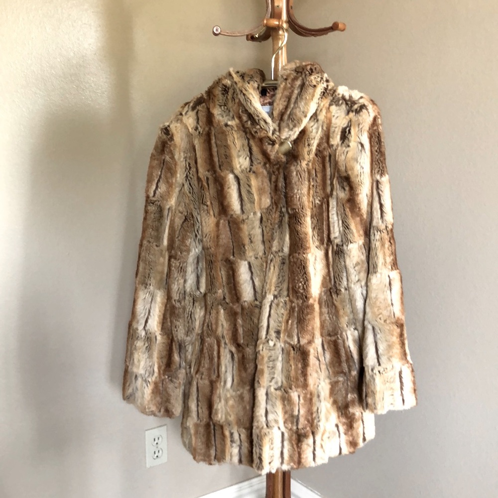 Pamela McCoy Hooded Faux Fur Coat, Size M